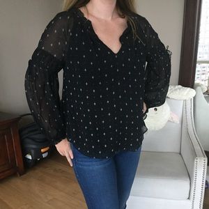 Joie Blouse - Black with white designs